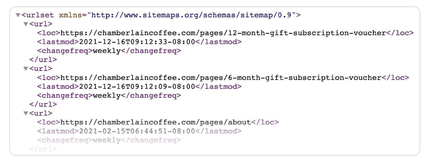 Submit XML Sitemap Example